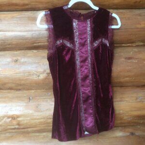 BKE Boutique Burgundy Y2K Velvet/Lace Coquette Girl Whimsigoth Top Size Medium